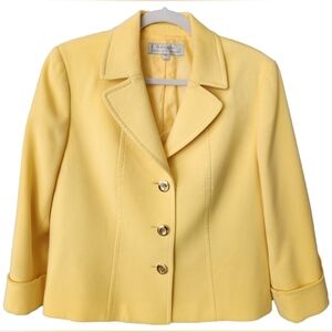 Tahari canary yellow blazer with gold hardware
